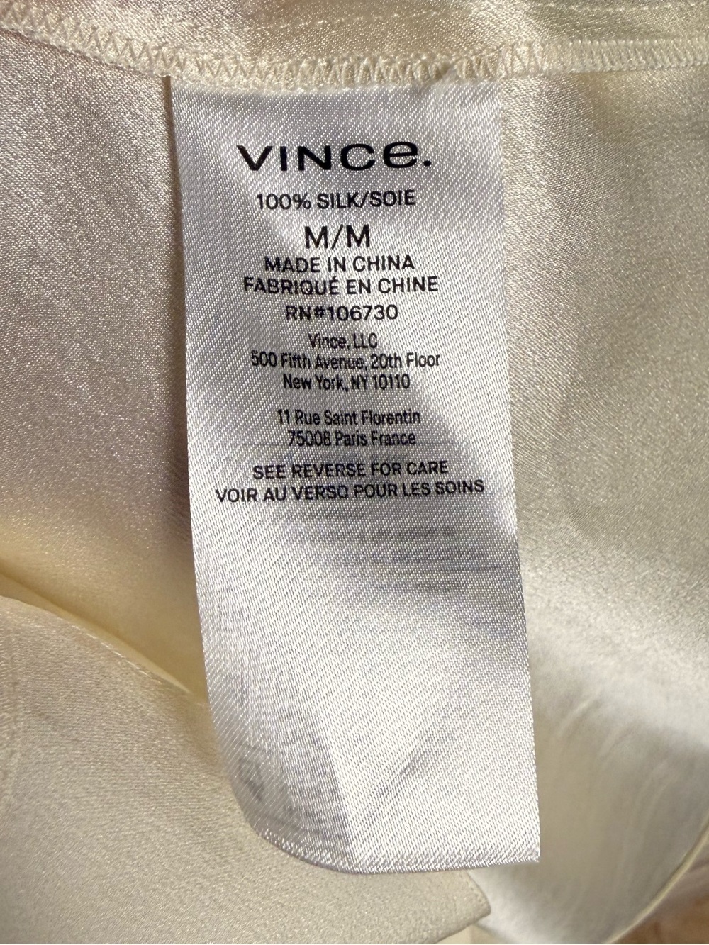 Vince 100% Silk Crepe de Chine Shirt Off white in Medium - Picture 7 of 12